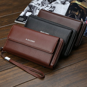 Baellerry Genuine Leather Men Wallet with Wrist Strap