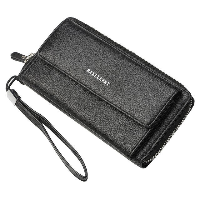 Baellerry Genuine Leather Men Wallet with Wrist Strap