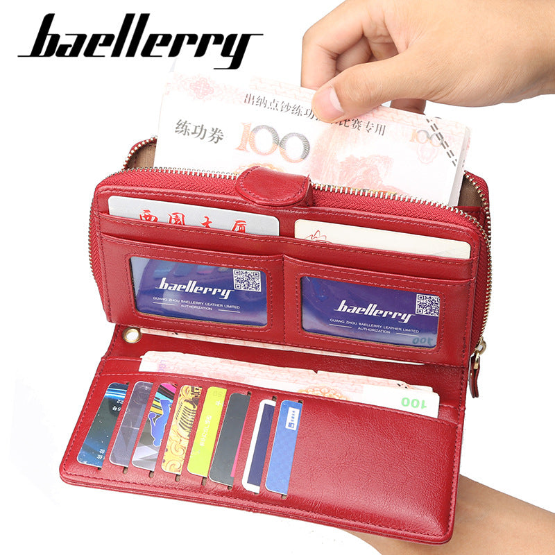 Leather Women Wallet with Wrist Strap