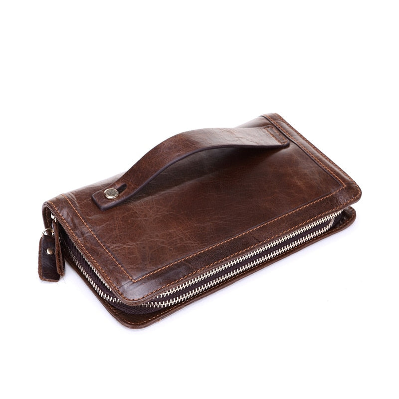 Genuine Leather Men Wallet with Strap
