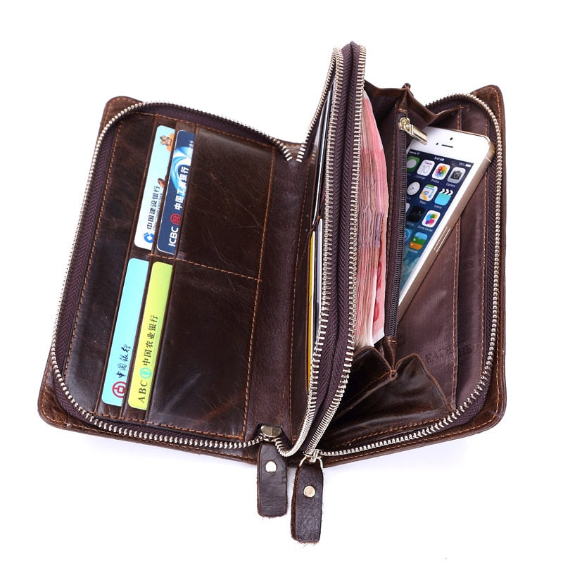 Genuine Leather Men Wallet with Strap